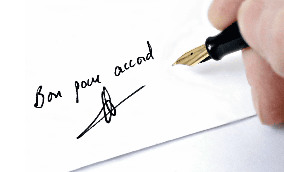 Bon pour accord document juridique